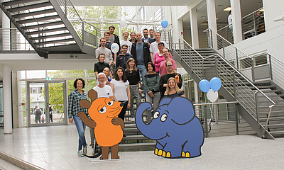 Organization team in Garching with the mouse and the elephant