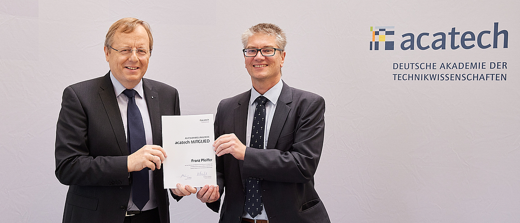 Acatech president Jan Wörner (left) and Franz Pfeiffer (right) at the acatech general meeting on October 19th 2021. Image: acatech/Wolf